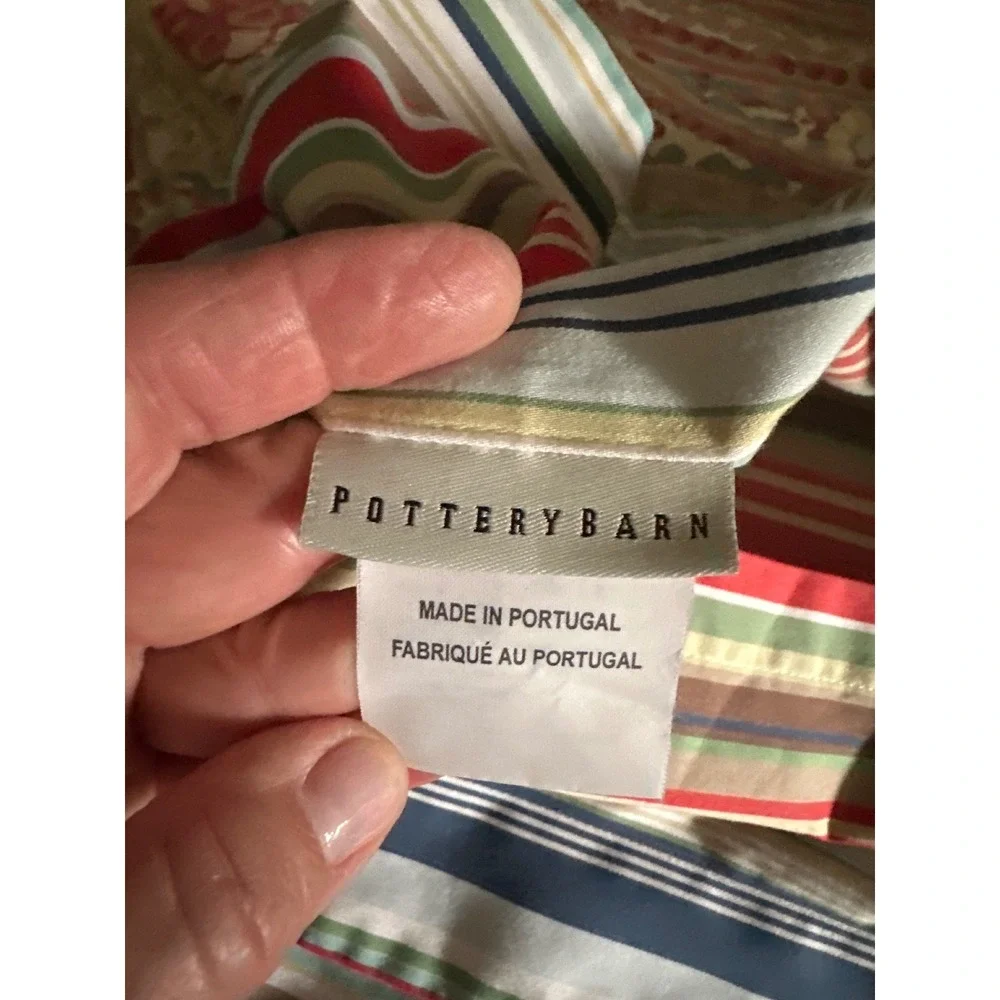 Pottery Barn Multi Color Striped‎ Organic Cotton Standard Pillowcase Portugal